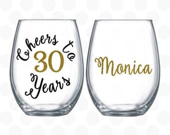 Cheers to 30 years - 30th birthday gift for women - Turning 30 - wine glass - 30th birthday wine glass - 30th birthday for her