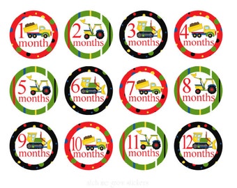 Boy Monthly Stickers Trucks Baby Month Stickers Boy Milestone Stickers Monthly Baby Stickers Baby Milestone Stickers
