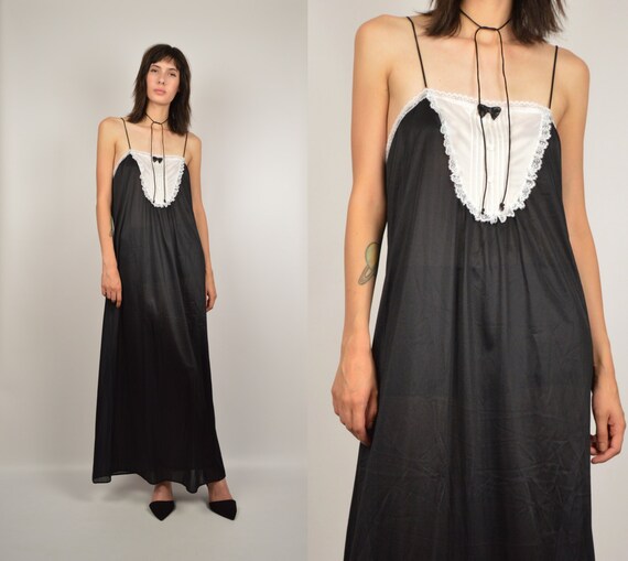 Black Slip Maxi Dress vintage lingerie