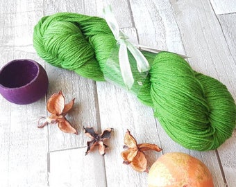 Hand dyed yarn, Green yarn, sparkle sock yarn, Lace yarn, Aran yarn, 4ply yarn, DK yarn, Hairstreak Butterfly Colourway, UK indie dyer.