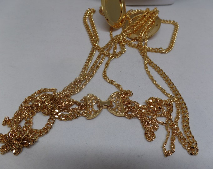 Fabulous Vintage Cupid Locket Multichain Necklace
