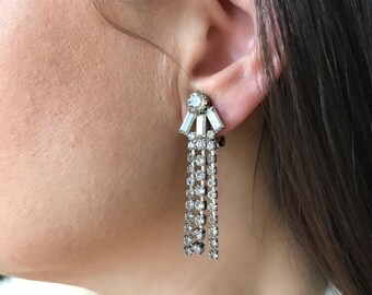 Vintage 50s Rhinestone Dangle Earrings