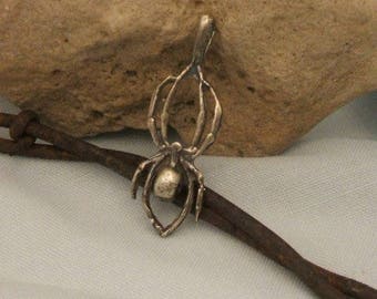 Sterling Silver Black Widow Spider Pendant