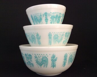 Pyrex vintage Butterprint 3 Mixing bowl set