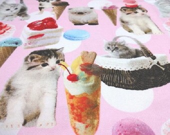 Japanese Fabric LECIEN Cat Sweets Pink Fat Quarter