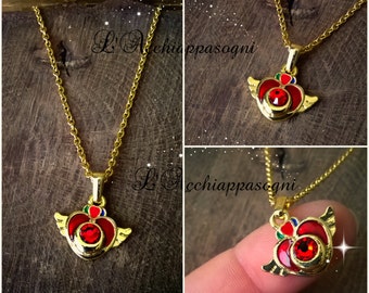 Sailor Moon Inspired Necklace - Sailor Moon Compact Necklace - 14k gold plated - Swarovski strass - Pretty Guardian - Usagi