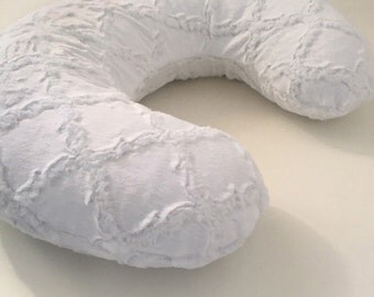 Boppy Cover Minky Lattice Snow White Minky Minky Nursing Pillowcover, baby gift, shower gift