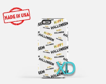 Happy Halloween Phone Case, Happy Halloween iPhone Case, Text iPhone 7 Case, Multicolor, Text iPhone 6 Case, Text Tough Case, Clear Case