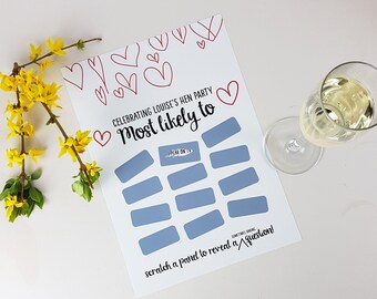 Raunchy 'Most Likely' Scratchie Game Print-Bachelorette Party Game-Hen Party Game-Gift for Bride-Team Bride-Game for Bridal Shower-Bridal