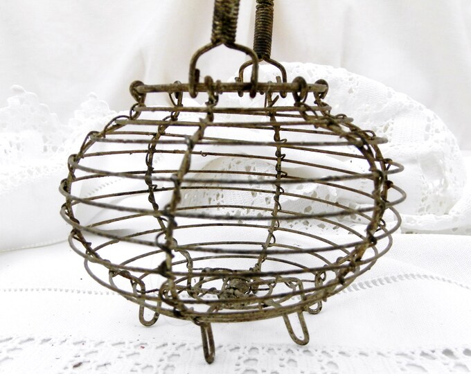 Vintage French Toy Wire Ware Egg Basket, Miniature Wire Salad Basket, French Country Décor, Retro, Vintage, Interior, Cottage, Collectible