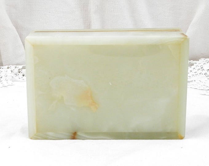 Vintage Mid Century Carved Veined Green Marble Onyx Agate Box, Cigarette Box, Office, Retro Home, Interior, Mid Century Modern, 1970s, 1960s