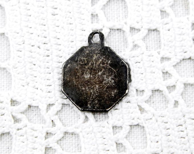 Small Vintage French Coin Silver Religious Medal of Saint Christopher with Blue Enamel, St Christopher, Traveller, Catholic, Good Luck Charm