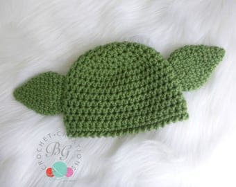 Crochet Baby Yoda Hat Baby Girl Hat Newborn Photo Prop Hat Newborn Yoda Hat