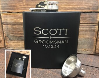 Groomsmen Gift, Flask Gift Set, Personalized Flask, Engraved Flask, Wedding Party Flask, Monogram Flask, Best Man Gift, Wedding Party Gifts