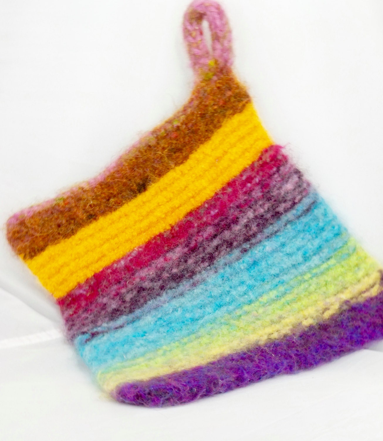 West Winds Wool Felted Hot Pad/Trivet Hand Knitted Hand