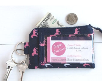 Preppy ID Wallet, ID Badge Holder, Keychain Wallet ID, College Student Gift