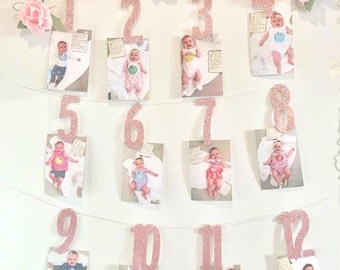 1st Birthday Cake Topper Monthly Photo Banner First Birthday Cake Banner Birthday Party Happy Birthday
