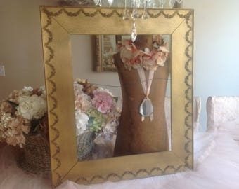 Unbelievably gorgeous large antique gold barbola roses and swags wooden frame