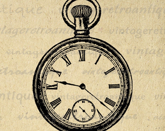 Classic Antique Pocket Watch Digital Image Download Printable Graphic Vintage Clip Art Jpg Png Eps HQ 300dpi No. No.1539