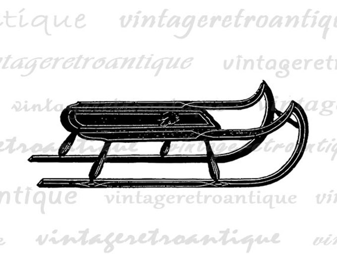 Printable Digital Antique Sled Image Winter Snow Download Illustration Graphic Vintage Clip Art Jpg Png Eps HQ 300dpi No.1719