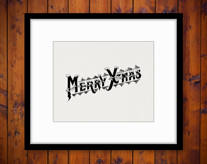 Merry Xmas Printable Digital Download Christmas Text Image Word Graphic Antique Clip Art Jpg Png Eps HQ 300dpi No.726