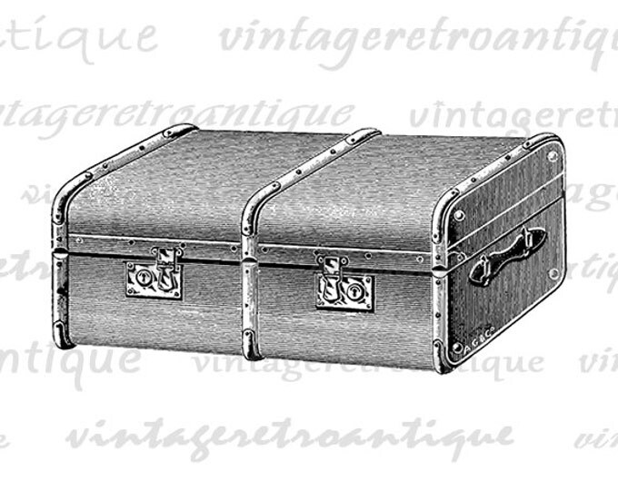 Antique Travel Trunk Digital Image Download Antique Suitcase Printable Graphic Jpg Png Eps HQ 300dpi No.3743