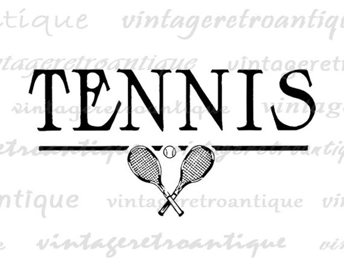 Printable Tennis Image Graphic Antique Tennis Digital Download Artwork Vintage Clip Art Jpg Png Eps HQ 300dpi No.4202