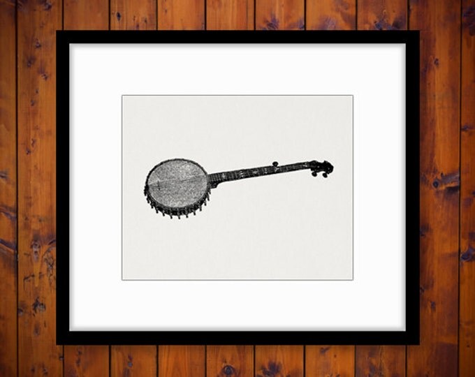 Digital Banjo Image Graphic Illustration Download Printable Vintage Clip Art Jpg Png Eps HQ 300dpi No.1247