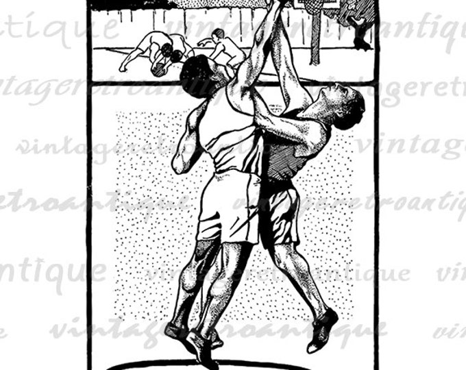 Digital Printable Basketball Image Antique Basketball Artwork Download Graphic Vintage Clip Art Jpg Png Eps HQ 300dpi No.4219