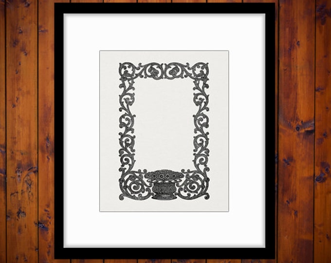 Elegant Floral Frame Printable Digital Download Border Graphic Antique Image Vintage Clip Art Jpg Png Eps HQ 300dpi No.108