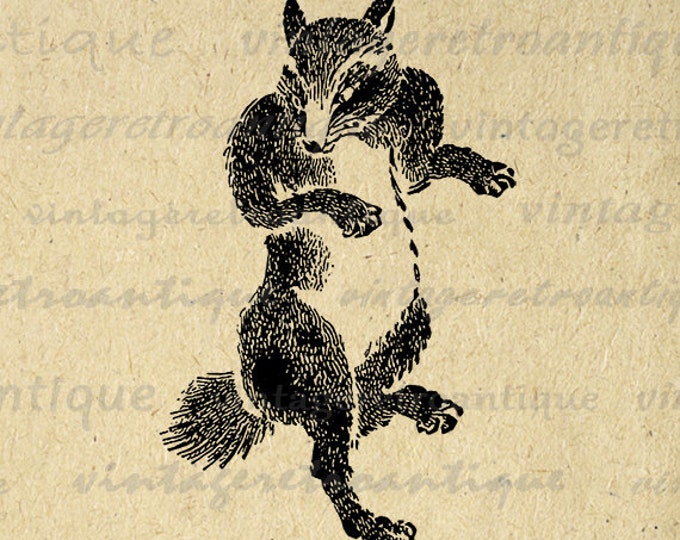 Dancing Fox Printable Graphic Digital Download Image Artwork Vintage Clip Art Jpg Png Eps HQ 300dpi No.1581