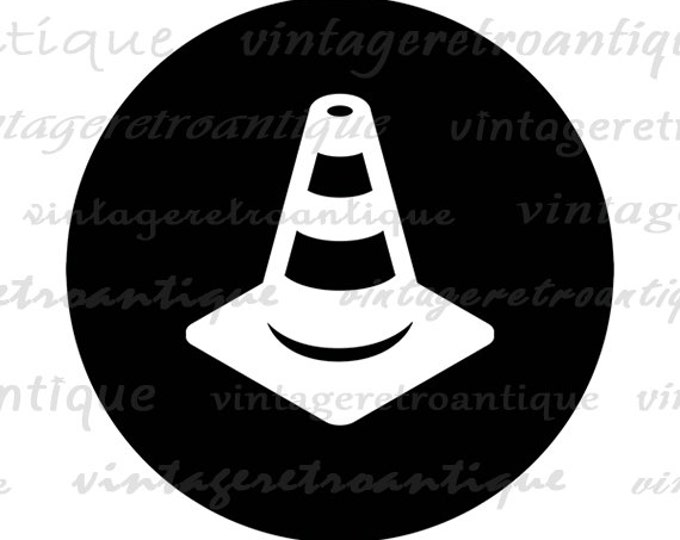 Construction Cone Printable Digital Graphic Construction Icon Image Download Vintage Clip Art Jpg Png Eps HQ 300dpi No.4360