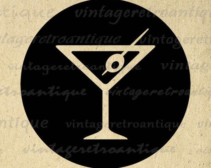 Printable Graphic Martini Glass Download Martini Digital Drink Image Vintage Clip Art Jpg Png Eps HQ 300dpi No.4507