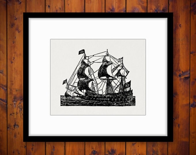 Printable Image Ship Download Antique Boat Illustration Graphic Digital Vintage Clip Art Jpg Png Eps HQ 300dpi No.2186