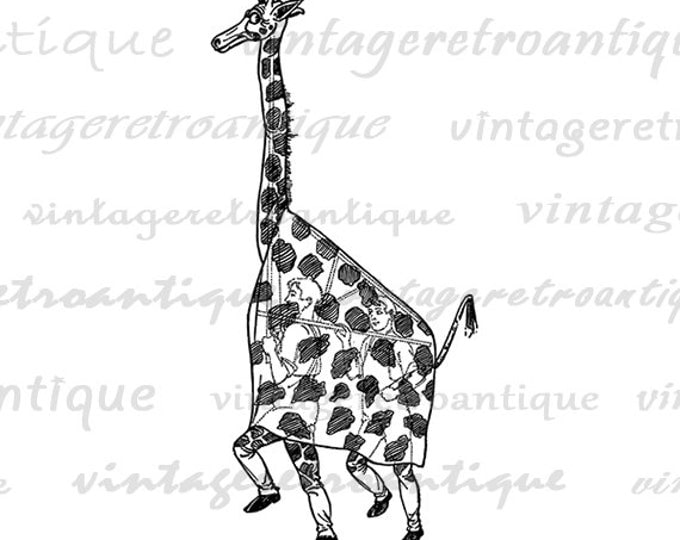 Giraffe Costume Graphic Image Digital Download Printable Illustration Vintage Clip Art Jpg Png Eps HQ 300dpi No.2106