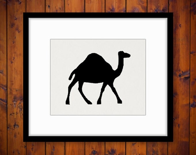 Printable Camel Silhouette Graphic Download Vintage Animal Shape Image Digital Antique Clip Art for Transfers Printing etc HQ 300dpi No.4686