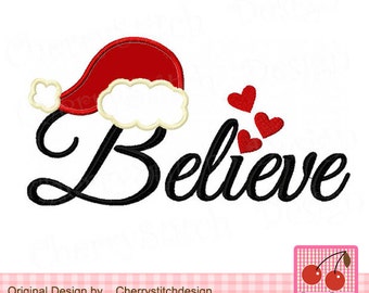Believe Christmas embroidery design CH0086 -4x4 5x5 6x6"