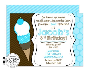 Ice Cream Invitation, Ice Cream Party, Ice Cream Birthday Invitation, Ice Cream Party Invitation, Ice Cream Birthday, Ice Cream | 1