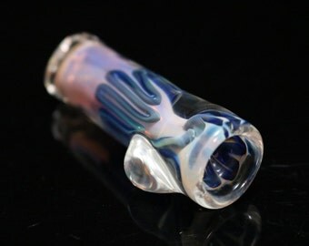 Rock solid color-changing glass chillum hitter pipe with cobalt