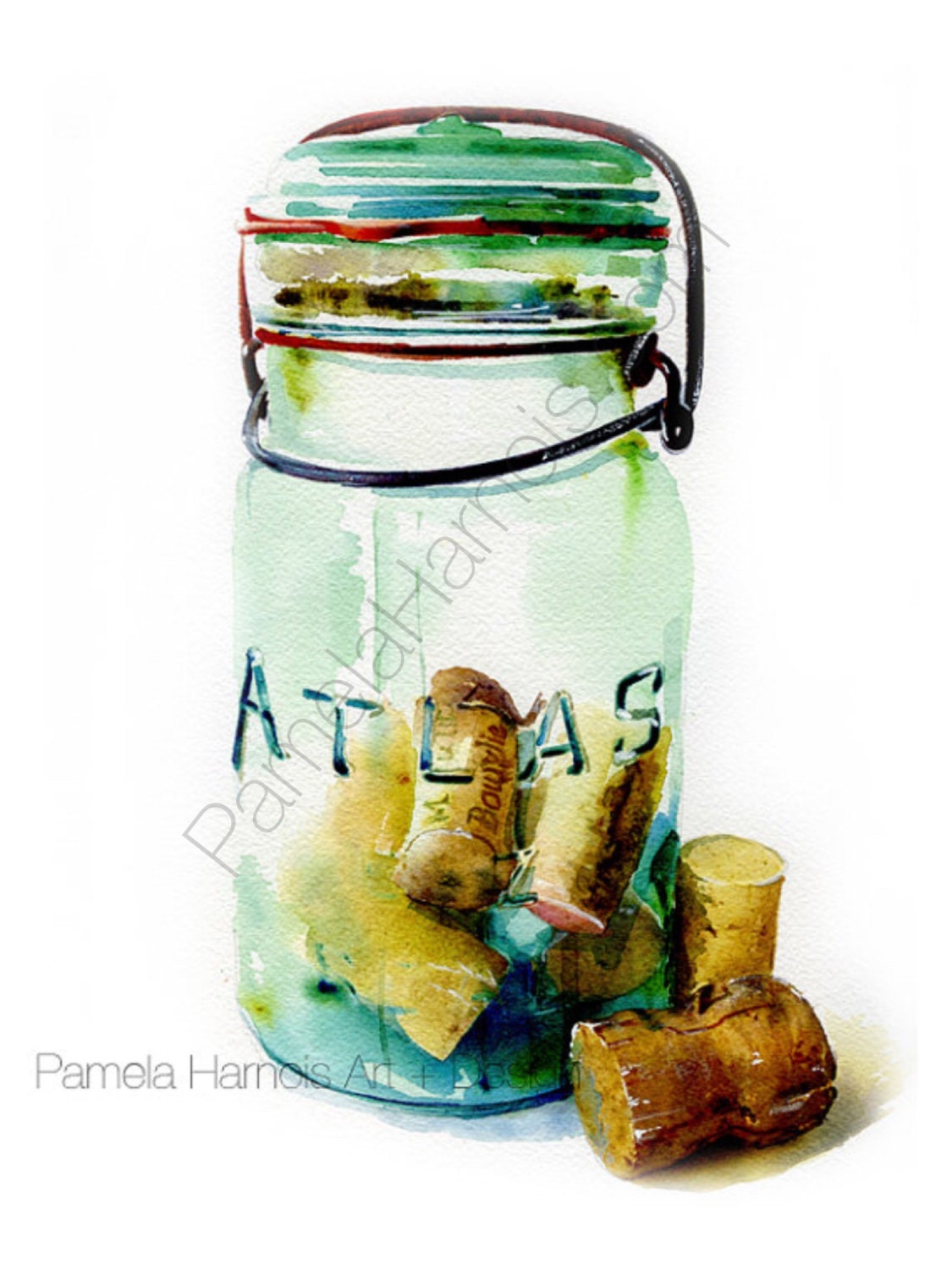 Mason Jar Art Print Canning Jar Painting Americana Wall