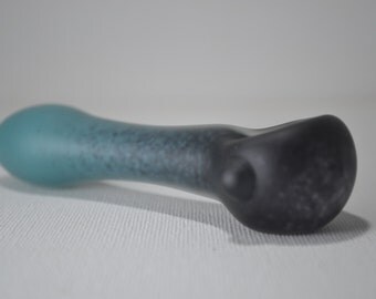 Glass PIpe, Glass Spoon Pipe, Aqua Pipe, Black and Aqua Glass Pipe, Sandblasted Pipes, Matte Finish Pipes, Frosted Glass Pipes