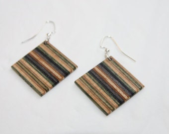 Reclaimed Skateboard Earrings Handmade Upcycled by Duque Skate Art