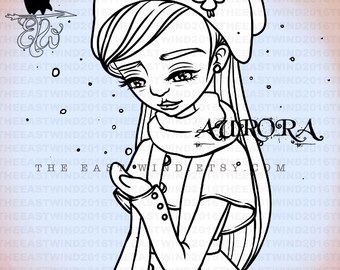 Digital stamp- AURORA 'Smell like First Snow of the Winter' - 300 dpi 4 JPEG/PNG files - MAC0349S