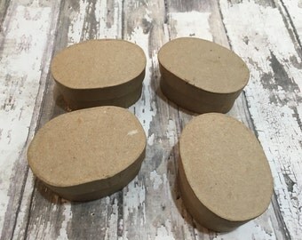 Oval Unfinished Paper Mache Boxes, Set of 4