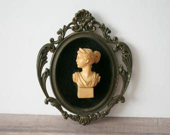 Cleopatra Bust Framed Art, Framed Bust Sculpture, Wall Plaque Bust Sculpture, Cleopatra Queen of the Nile Roman Bust, Sungott Art Studios