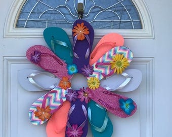 Beach Wreath / Flip Flop Wreath / Summer Wreaths for Front Doors