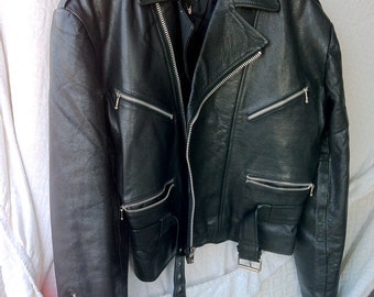 Biker Jacket Leather Jacket, Black Leather Motorcycle Jacket, Leather Coat, Italian Leather, Leather Biker, Vintage Motorcycle Heavy Leather