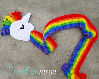 Barfing Unicorn Rainbow Crochet Scarf Pattern! Spewing Kitsch Crochet! QUICK to make!