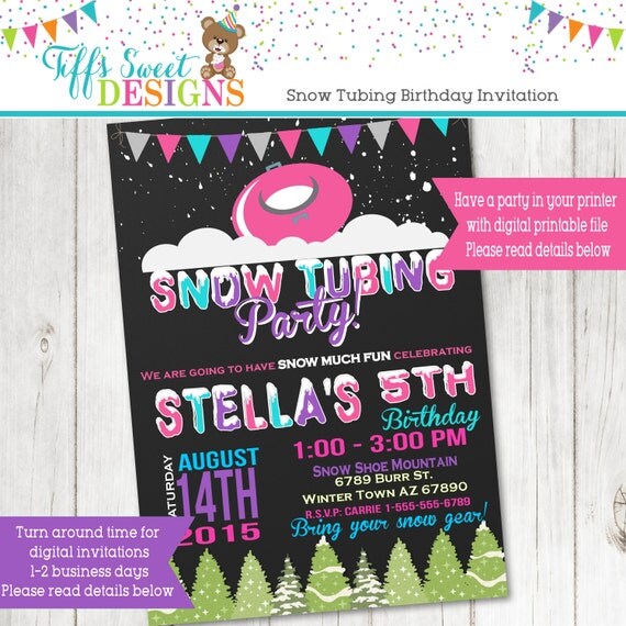 Sledding Birthday Party Invitations 1