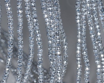 2x1mm Silver Hematite Gemstone Silver Faceted Rondelle 2x1mm Loose Beads 15 inch Full Strand (80002408-784)